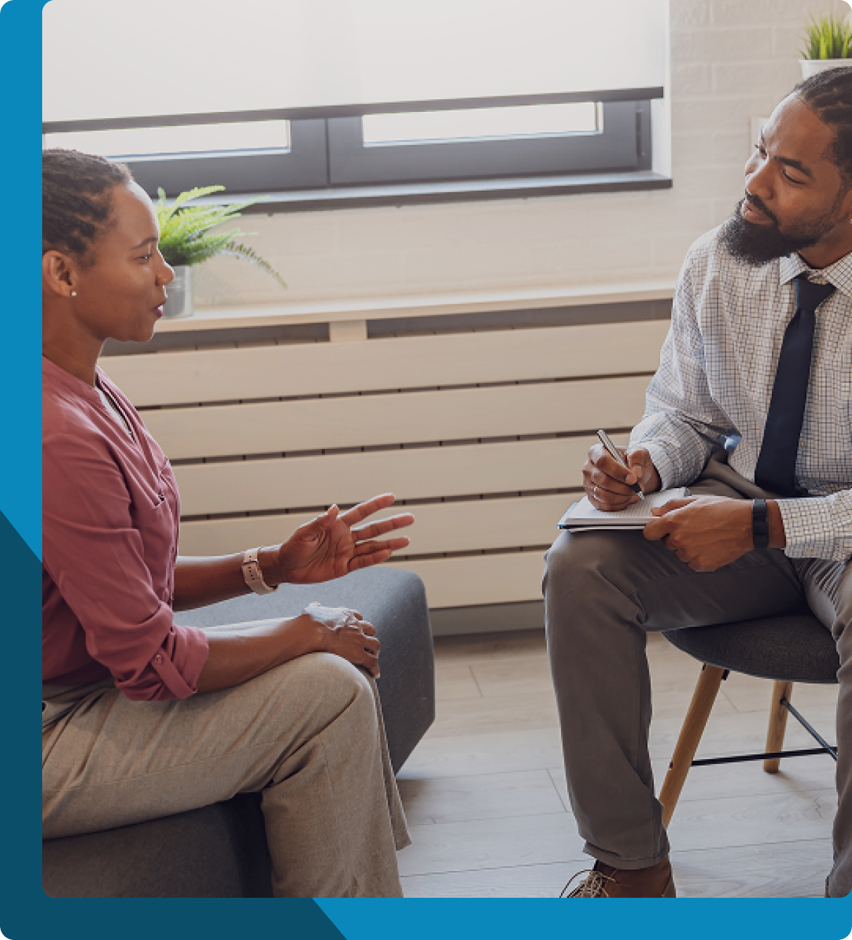 A person attentively listens during a counseling session.